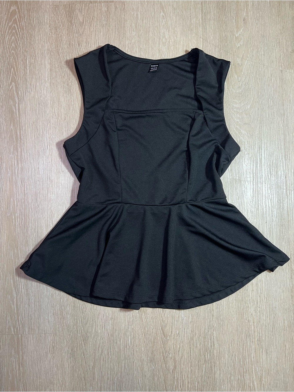 Square Neck Chic Summer Sleeveless Peplum Top Women's Size Large